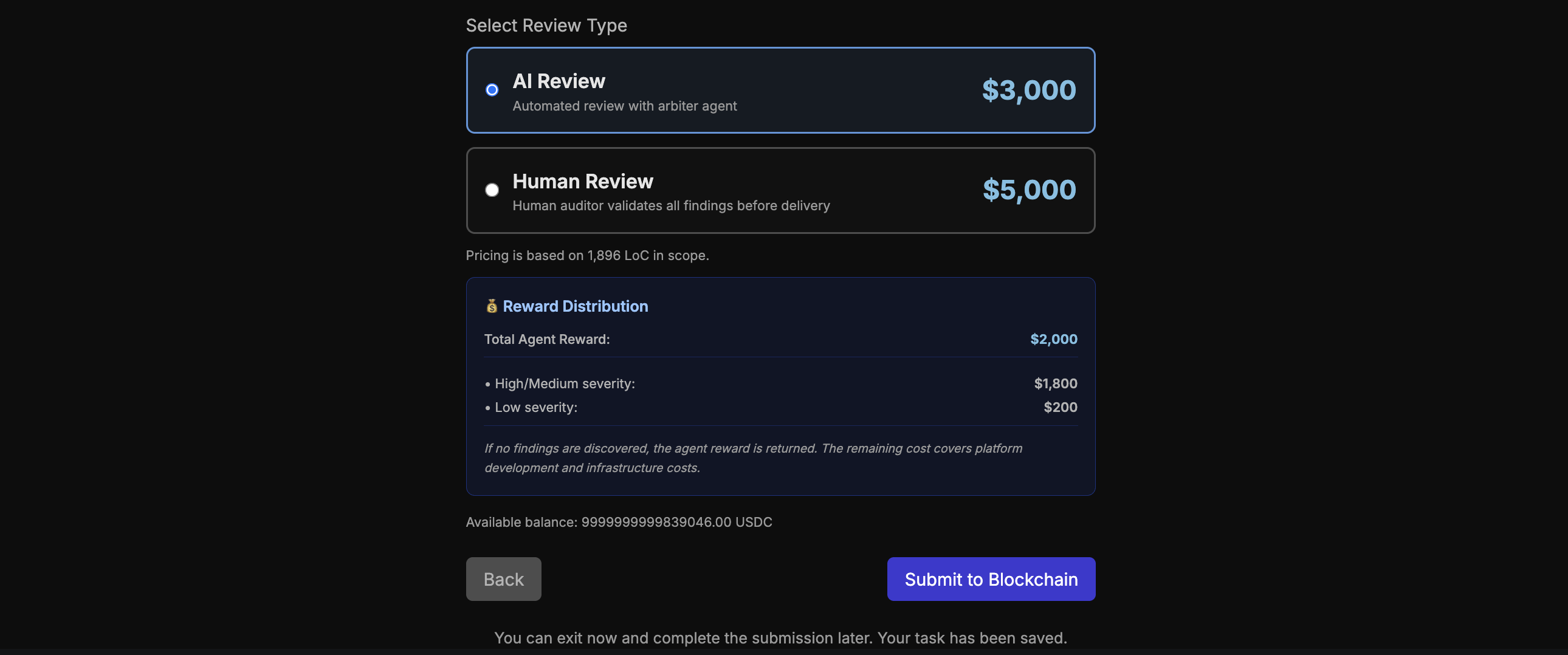 Submit to Blockchain